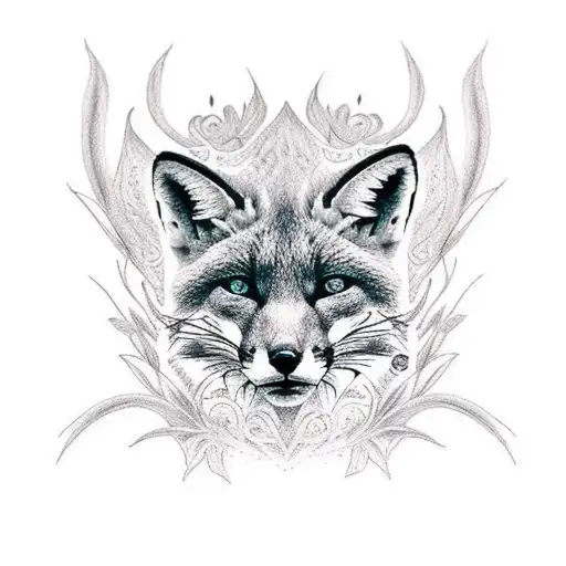 puma and fox run draw tattoo design idea