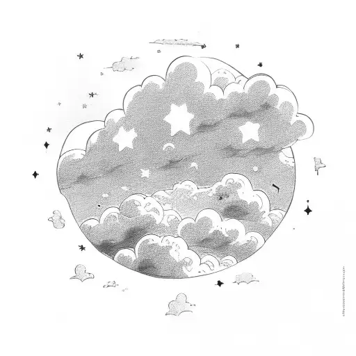 clouds with little stars coming out the bottom  tattoo design idea