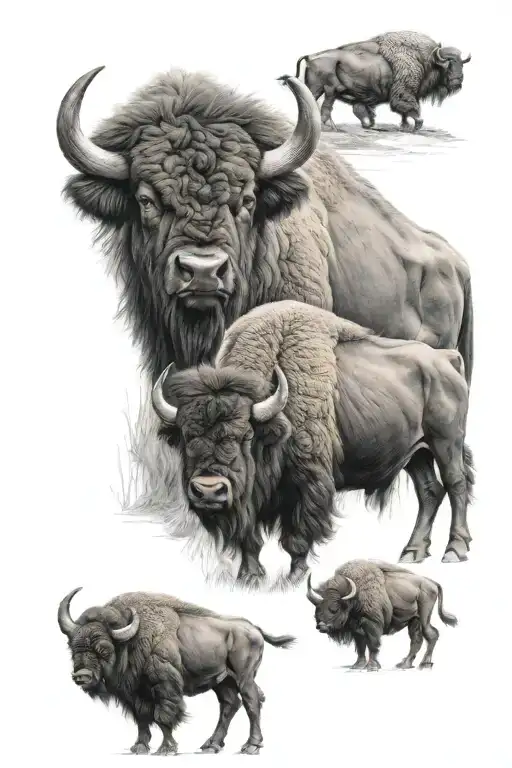 Scotland and American bison tattoo design idea