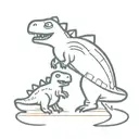 cute dino being dragged by another cute dino tattoo design idea