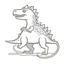 cute dino being dragged by another cute dino tattoo design idea