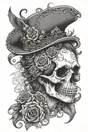 catrine whith hand and skull  tattoo design idea