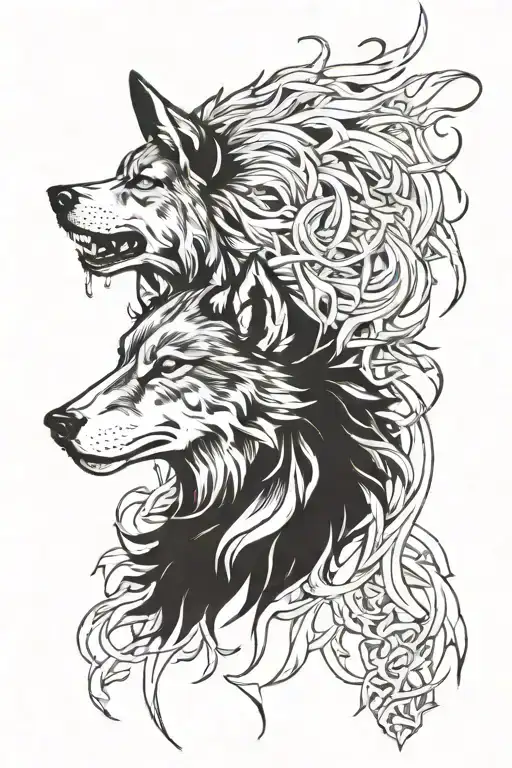 inner demons sadness solace wolf tattoo design idea