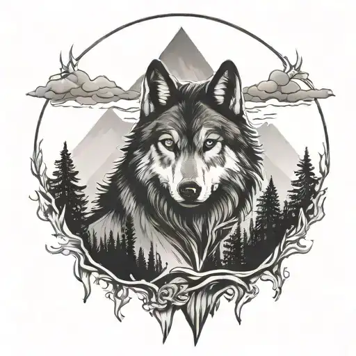 depression lone wolf Forrest  tattoo design idea