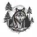 depression lone wolf Forrest  tattoo design idea
