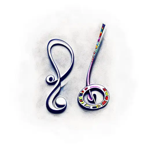 treble clef and bass clef with drumsticks  tattoo design idea