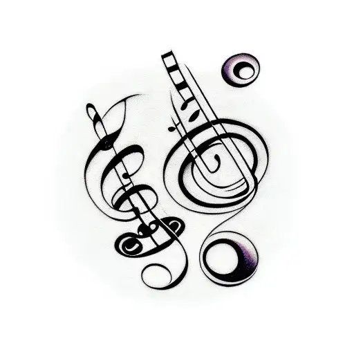 treble clef and bass clef with drumsticks  tattoo design idea