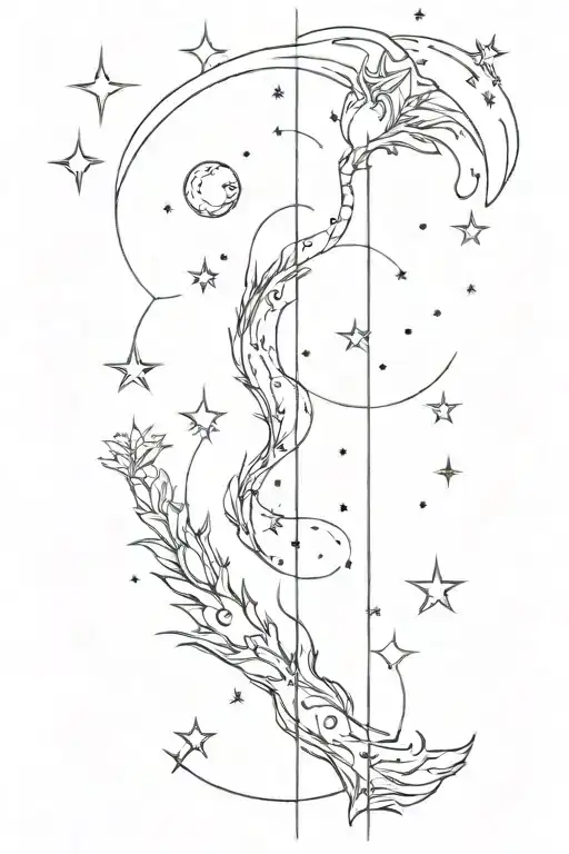 spine tattoo Milky Way tattoo design idea