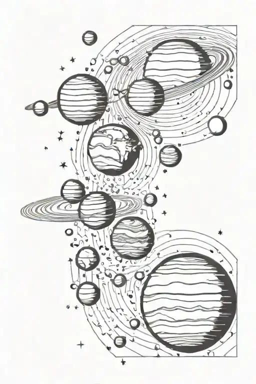 planets in line  plus milky way tattoo design idea