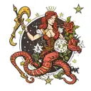 tarot scorpio goddess with scorpio star constellation  tattoo design idea