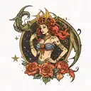 tarot scorpio goddess with scorpio star constellation  tattoo design idea