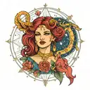 tarot scorpio goddess with scorpio star constellation  tattoo design idea
