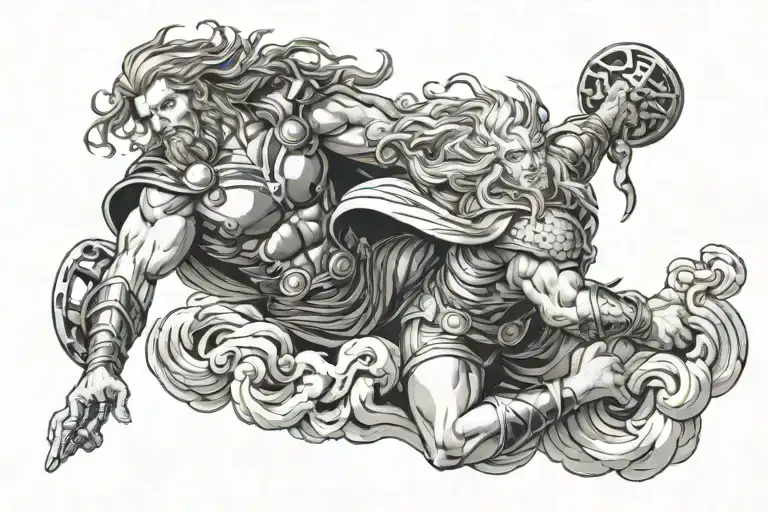 Thor Venus hades in clouds tattoo design idea