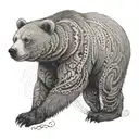 big gentle bear with little ermine on his side tattoo design idea