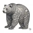 big gentle bear with little ermine on his side tattoo design idea