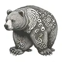 big gentle bear with little ermine on his side tattoo design idea