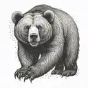 big gentle bear with little ermine on his side tattoo design idea
