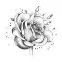 tulips, lilies, roses bouquet  tattoo design idea
