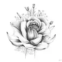 tulips, lilies, roses bouquet  tattoo design idea