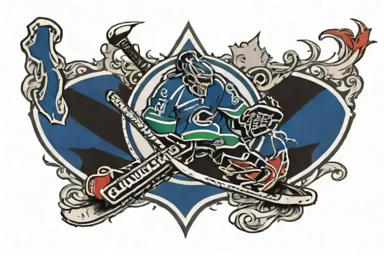Vancouver Canucks skate logo intertwined with Canada flag tattoo design idea