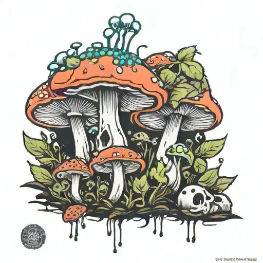 toxic mushrooms growing tattoo design idea