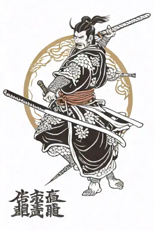 samurai warrior wielding a sword tattoo design idea