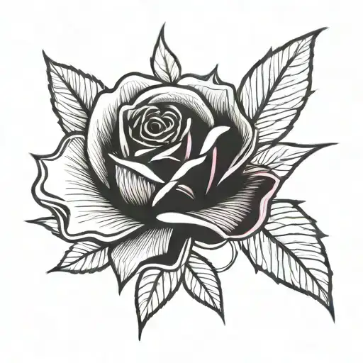 small rose with light rays tattoo design idea