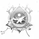 top of the snowy mountain, venus star, big sea waves, steel chains tattoo design idea