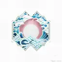 top of the snowy mountain, venus star, big sea waves, steel chains tattoo design idea