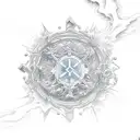 top of the snowy mountain, venus star, big sea waves, steel chains tattoo design idea