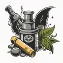 night, street,flashlight, pharmacy mortar and pestle tattoo design idea