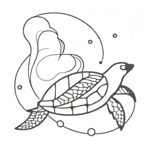 to a sensitive heart that represents the deep feelings of a person] [On a background of black and white stripes, various elements from nature appear: a sea turtle, a dolphin, tattoo design idea