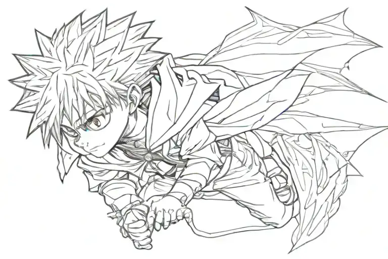 killua zoldyck from hunter x hunter tattoo design idea