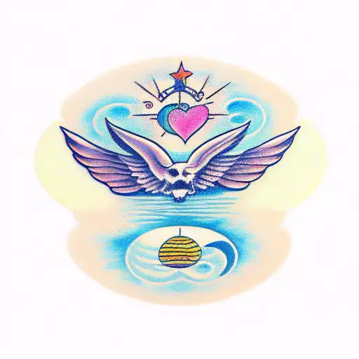 moon,wing,love,strength,higherself tattoo design idea