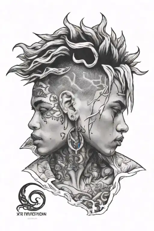 xxxtentation black and white hair tattoo holding tattoo design idea