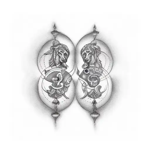 libra and virgo tattoo design idea