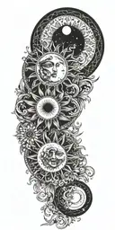 moon sun tattoo design idea