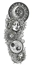 moon sun tattoo design idea