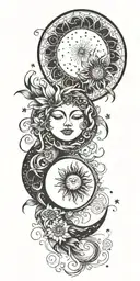 moon sun tattoo design idea