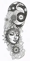 moon sun tattoo design idea