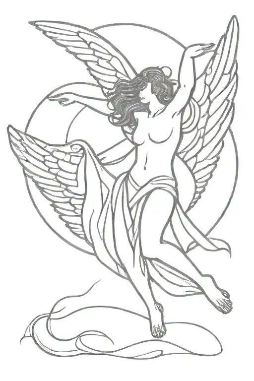 icarus falling angel tattoo design idea