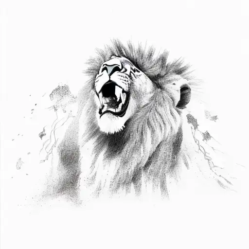 moutnain lion roaring with lightning in the background  tattoo design idea