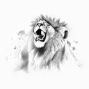 moutnain lion roaring with lightning in the background  tattoo design idea