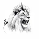 moutnain lion roaring with lightning in the background  tattoo design idea