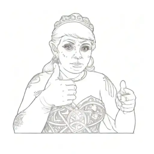 princess wizard girl giving a thumbs up  tattoo design idea