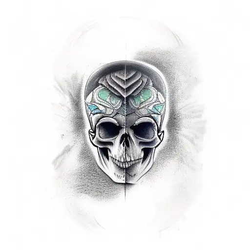 half skull half face tattoo design idea