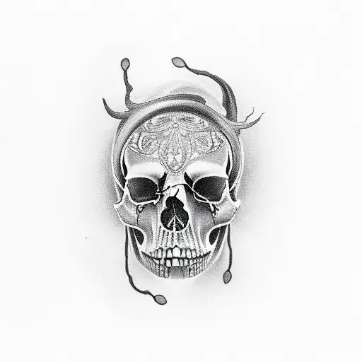 half skull half woman tattoo design idea