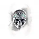 half skull half face tattoo design idea