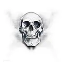 half skull half face tattoo design idea
