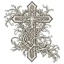  realistic cross with roots going down  tattoo design idea